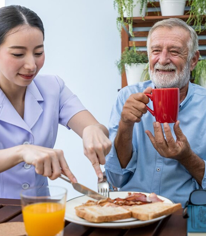 Meal set-up and feeding assistance (if needed)